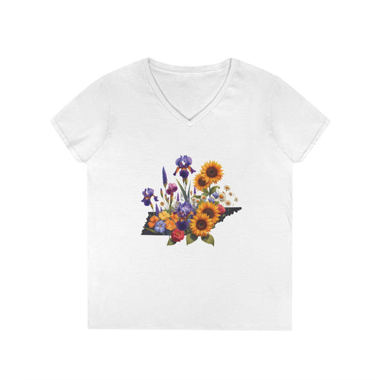 Tennessee Wildflowers State Outline Graphic Tee Gildan 5000L Women’s T-Shirt
