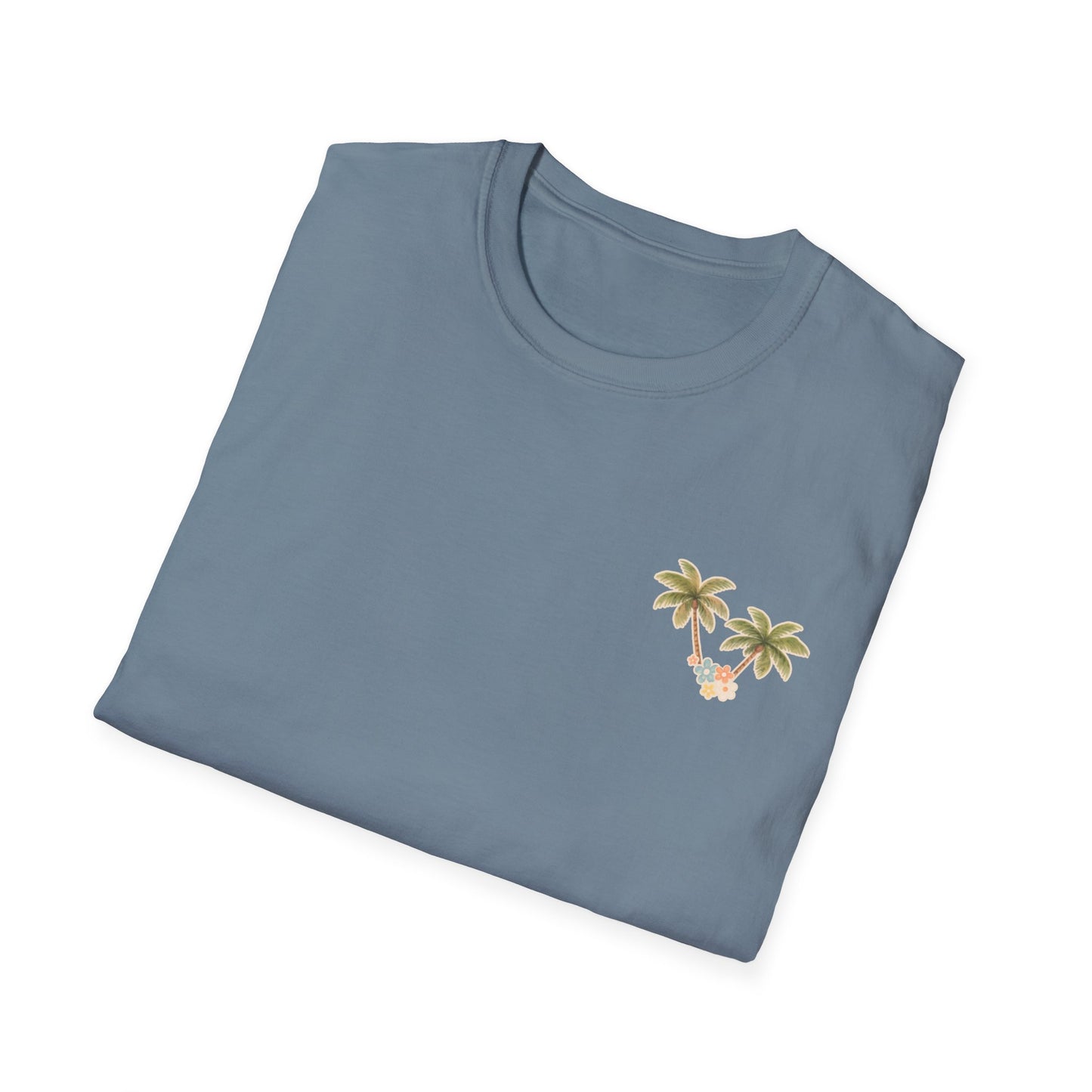 Golden Lab Beach Tee – Retro Summer Dog Shirt with Sunglasses | Coastal Back Graphic + Palm Chest Print