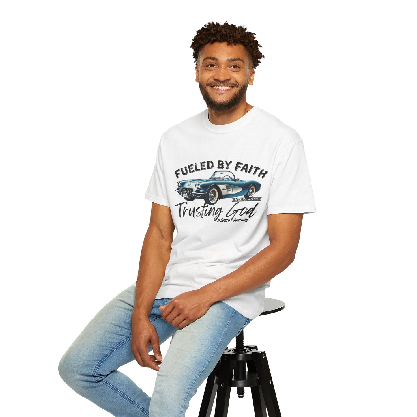 Fueled by Faith Classic Car Christian Comfort Colors T-Shirt – Trusting God Hebrews 11 Tee