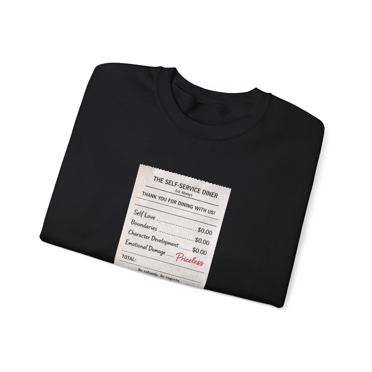 Funny Anti Valentine Sweatshirt | Self Love Receipt Graphic | Emotional Damage Priceless | Sassy Single Valentine Gift | Unisex Crewneck