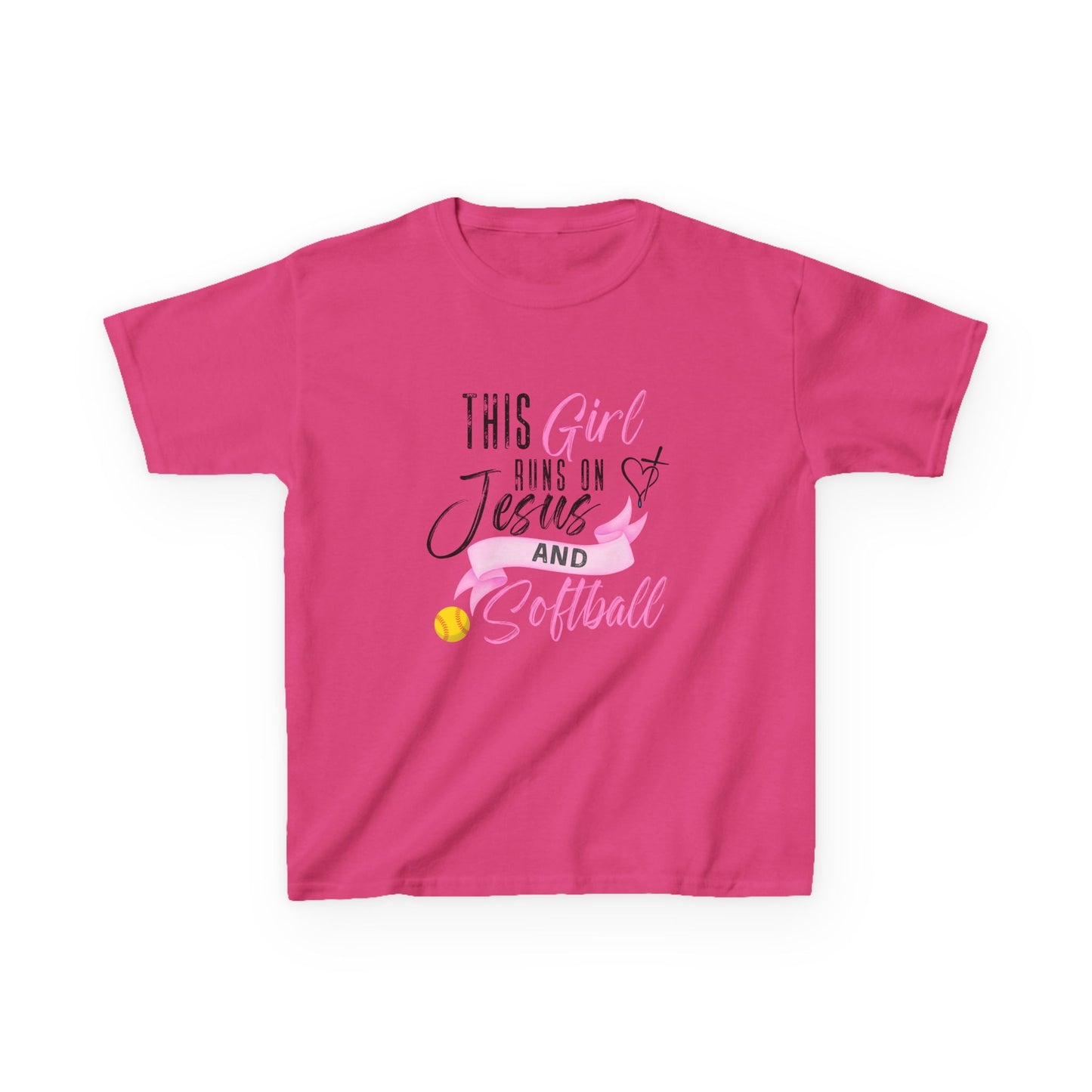 This Girl Runs on Jesus and Softball - Personalized Christian Softball Tee for Girls