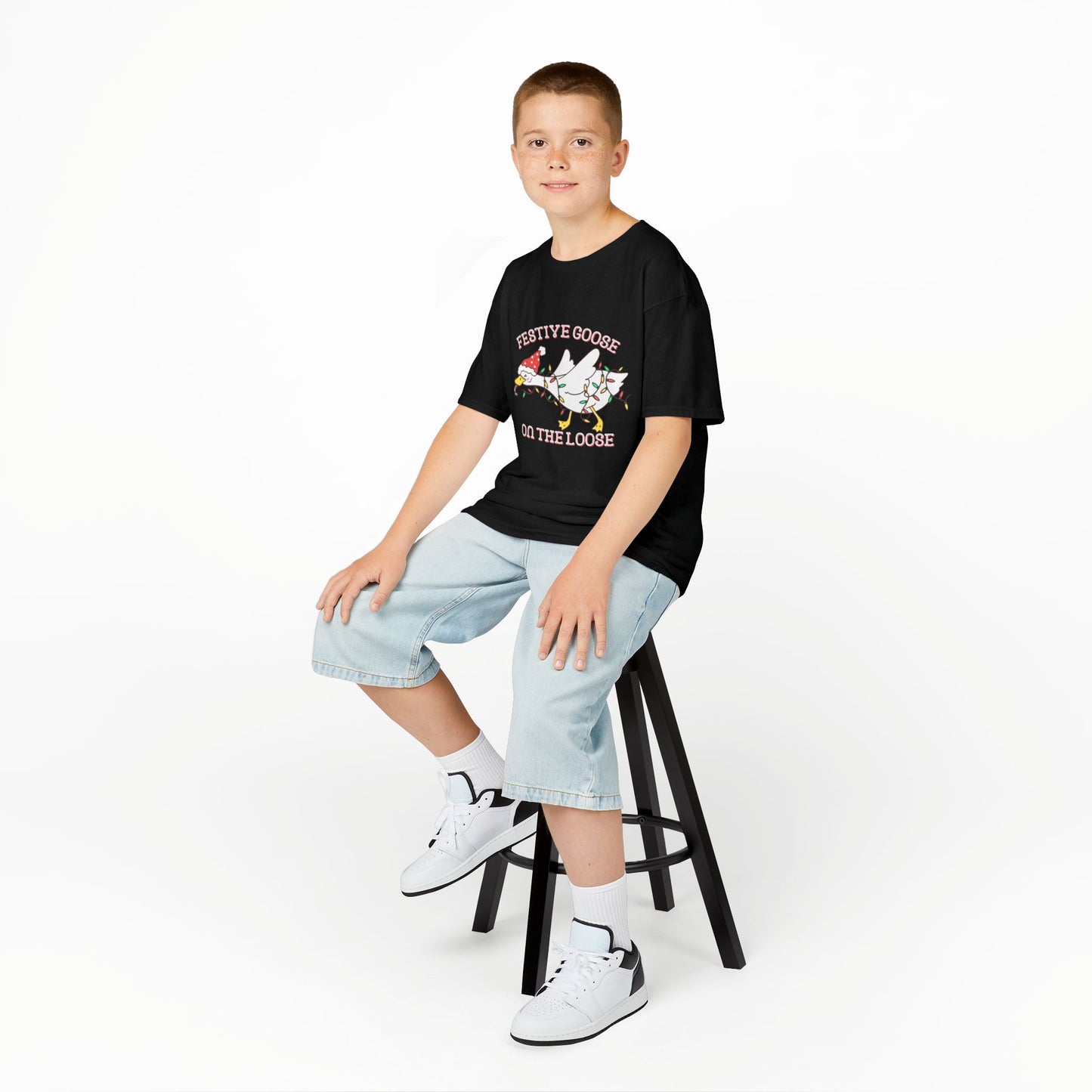 Festive Goose on the Loose Kids Christmas Shirt – Holiday Graphic Tee