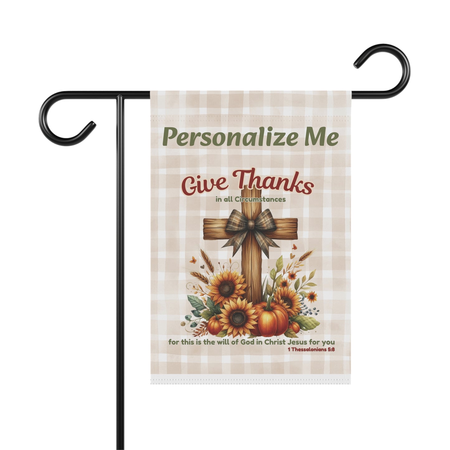 Personalized Give Thanks Garden Flag | Custom Christian Fall Yard Flag | Rustic Bible Verse Pumpkin Sunflower Porch Decor | Faith Gift