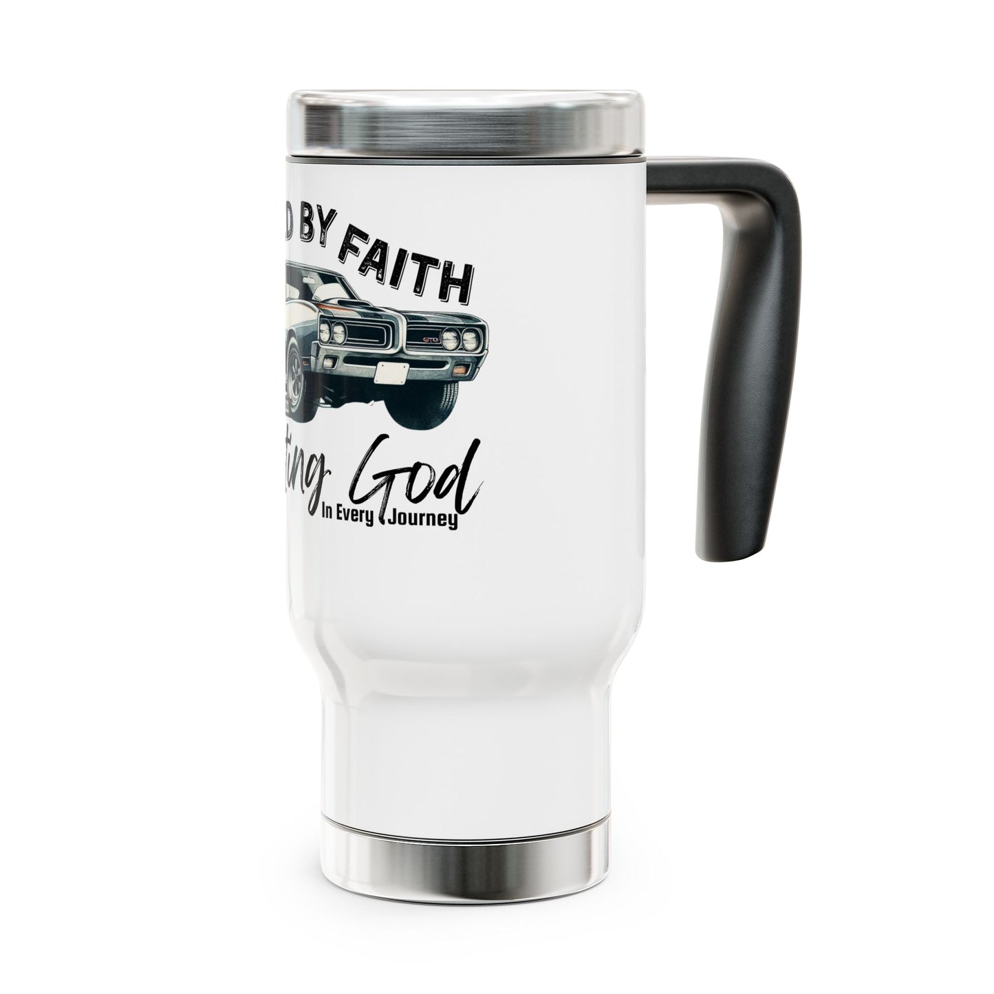 Fueled by Faith GTO 14 oz Stainless Steel Travel Mug – Hebrews 11 Christian Muscle Car Tumbler