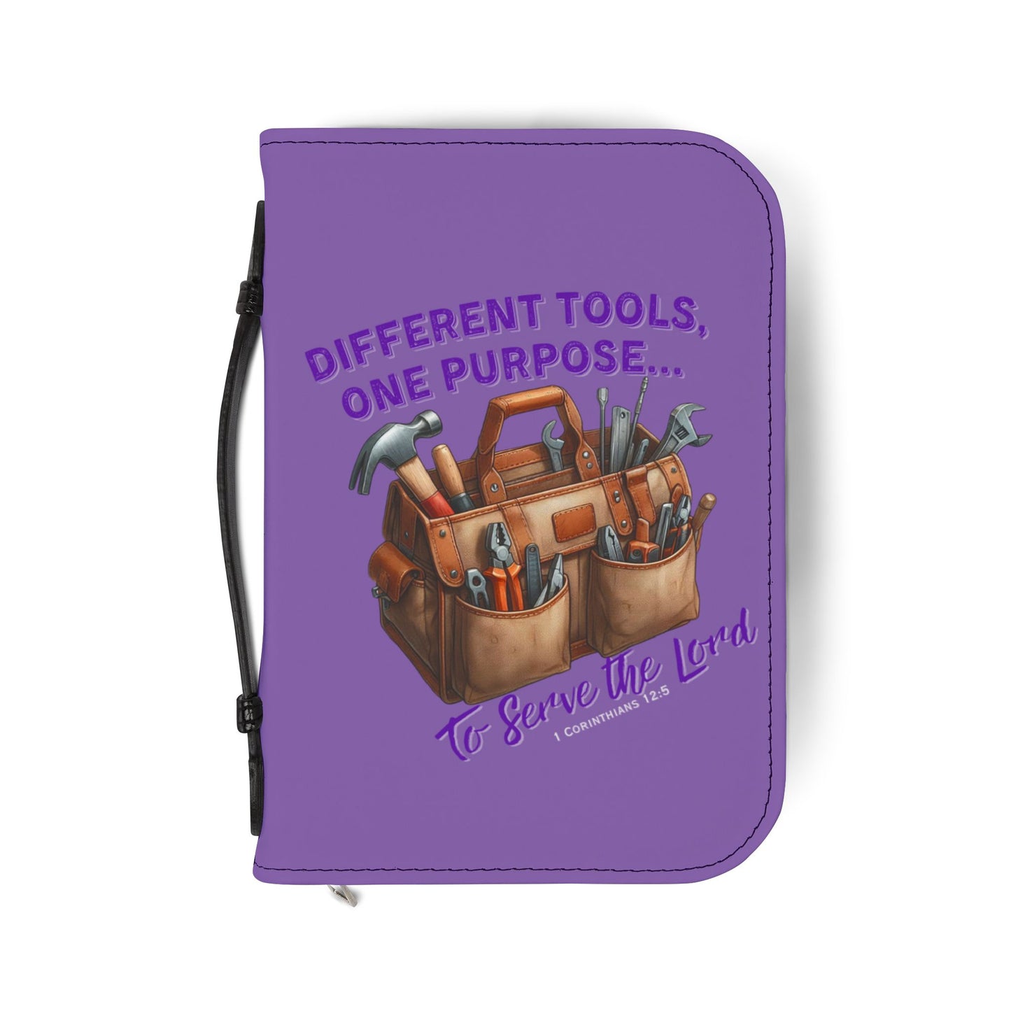 Christian Bible Cover – “Equipped by God” & “Different Tools, One Purpose” Scripture Case (1 Corinthians 12:5)