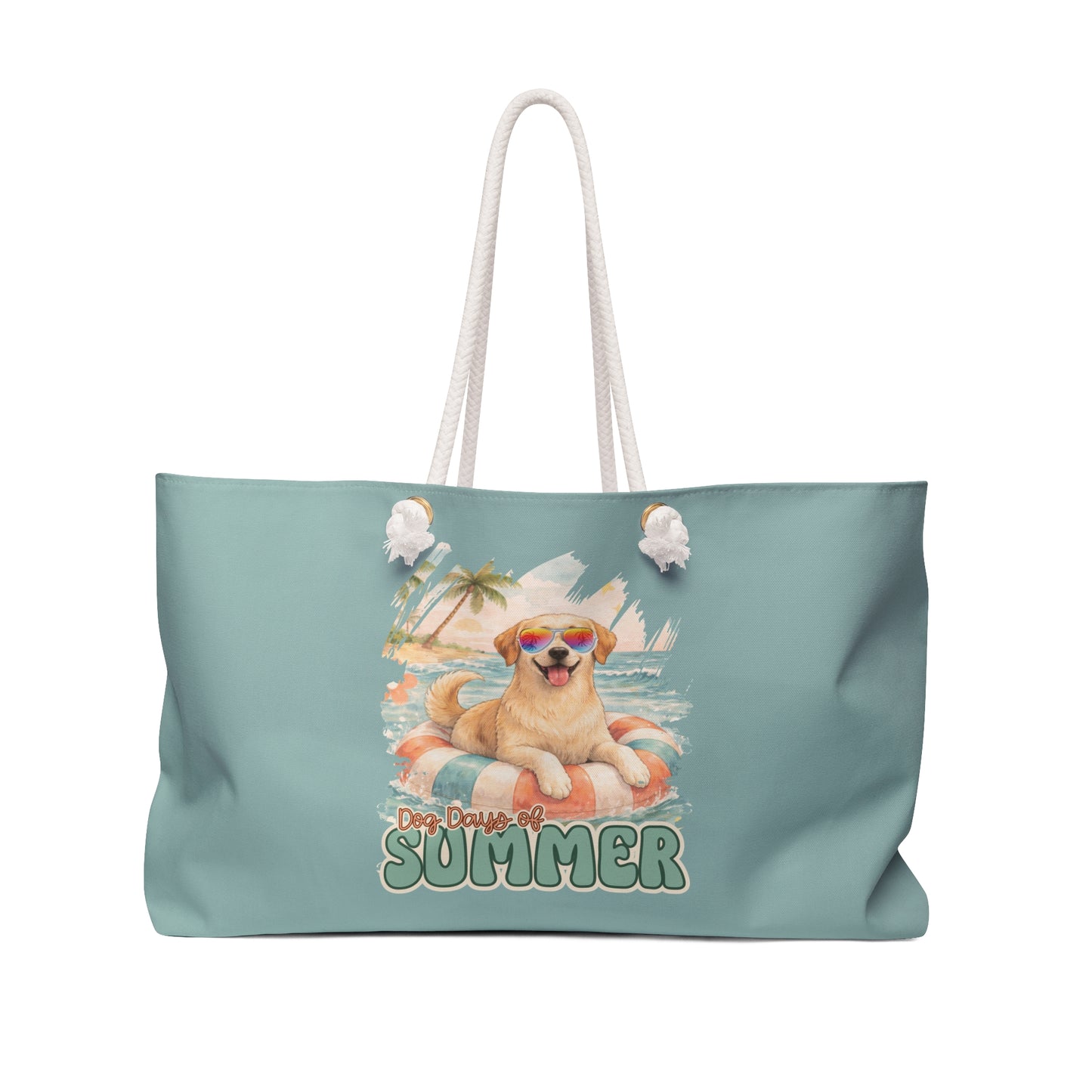 Personalized Dog Days of Summer Weekender Bag – Golden Lab Beach Tote | Custom Travel Bag | Cute Dog Lover Overnight Bag