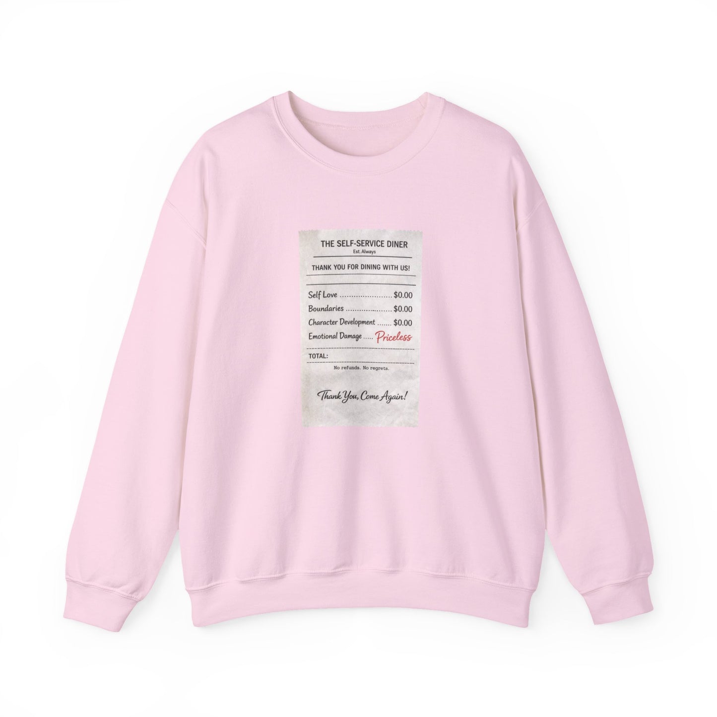 Funny Anti Valentine Sweatshirt | Self Love Receipt Graphic | Emotional Damage Priceless | Sassy Single Valentine Gift | Unisex Crewneck