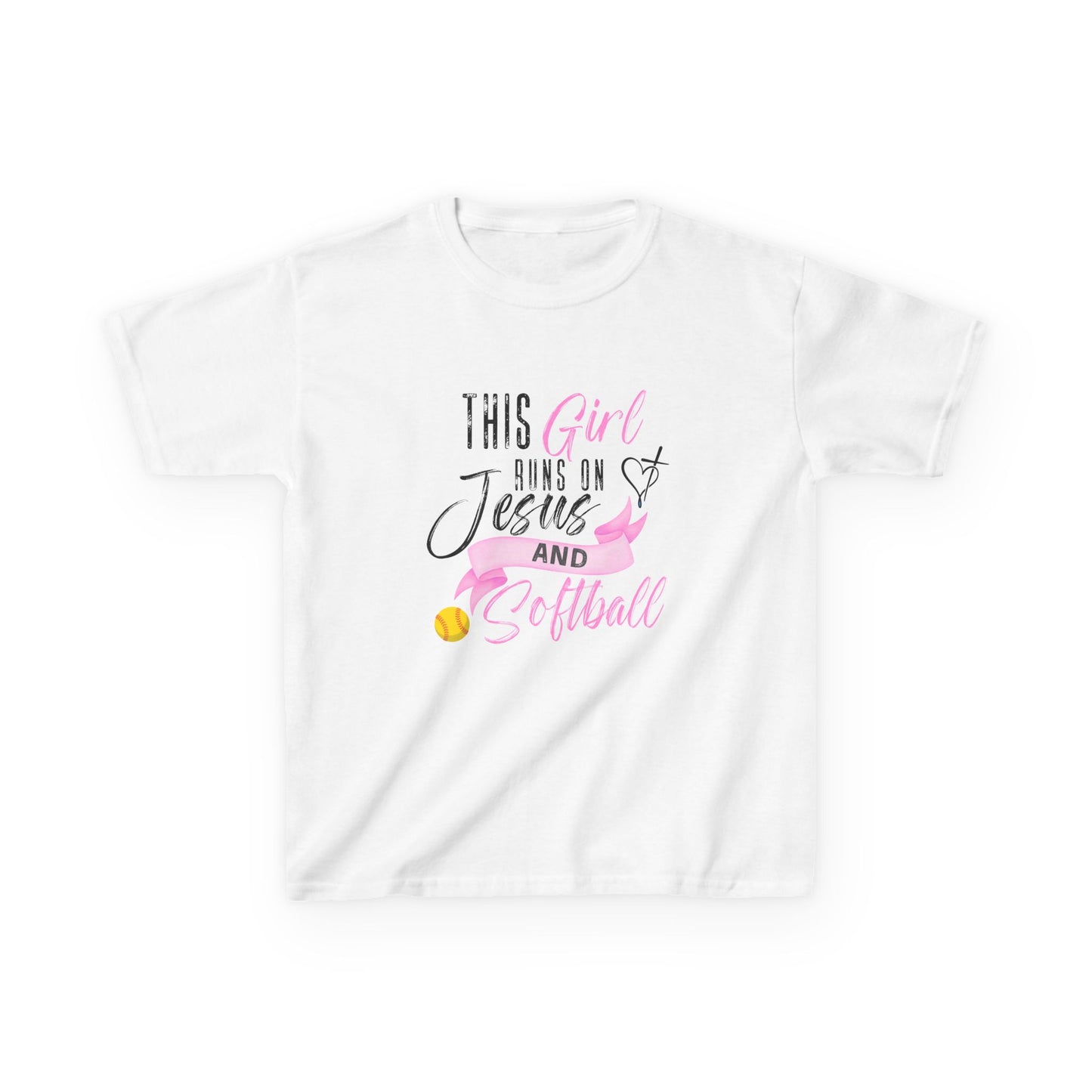 This Girl Runs on Jesus and Softball - Personalized Christian Softball Tee for Girls