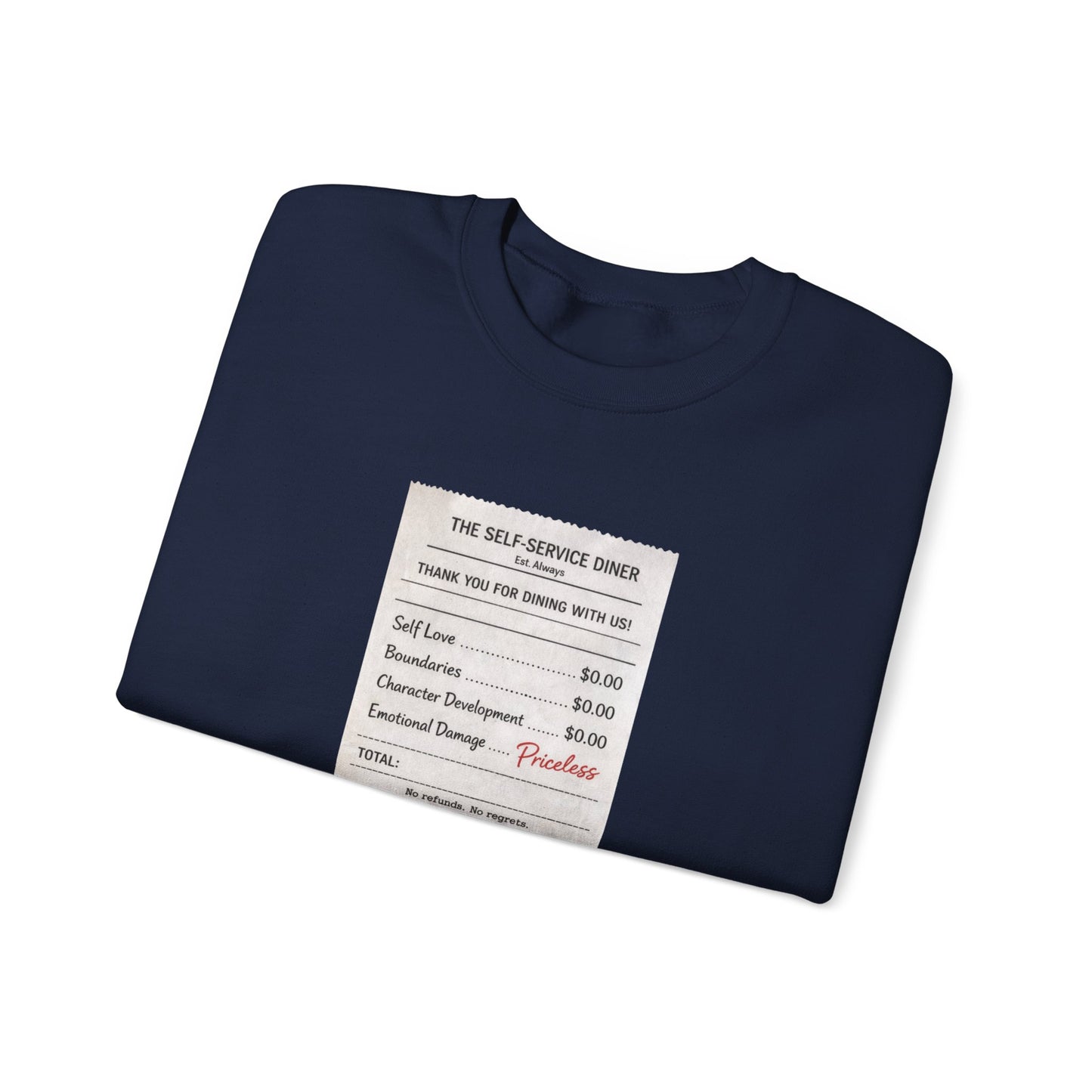 Funny Anti Valentine Sweatshirt | Self Love Receipt Graphic | Emotional Damage Priceless | Sassy Single Valentine Gift | Unisex Crewneck