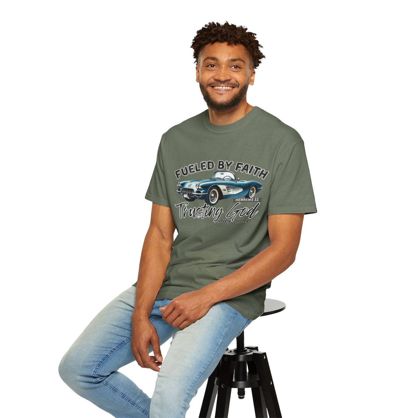 Fueled by Faith Classic Car Christian Comfort Colors T-Shirt – Trusting God Hebrews 11 Tee
