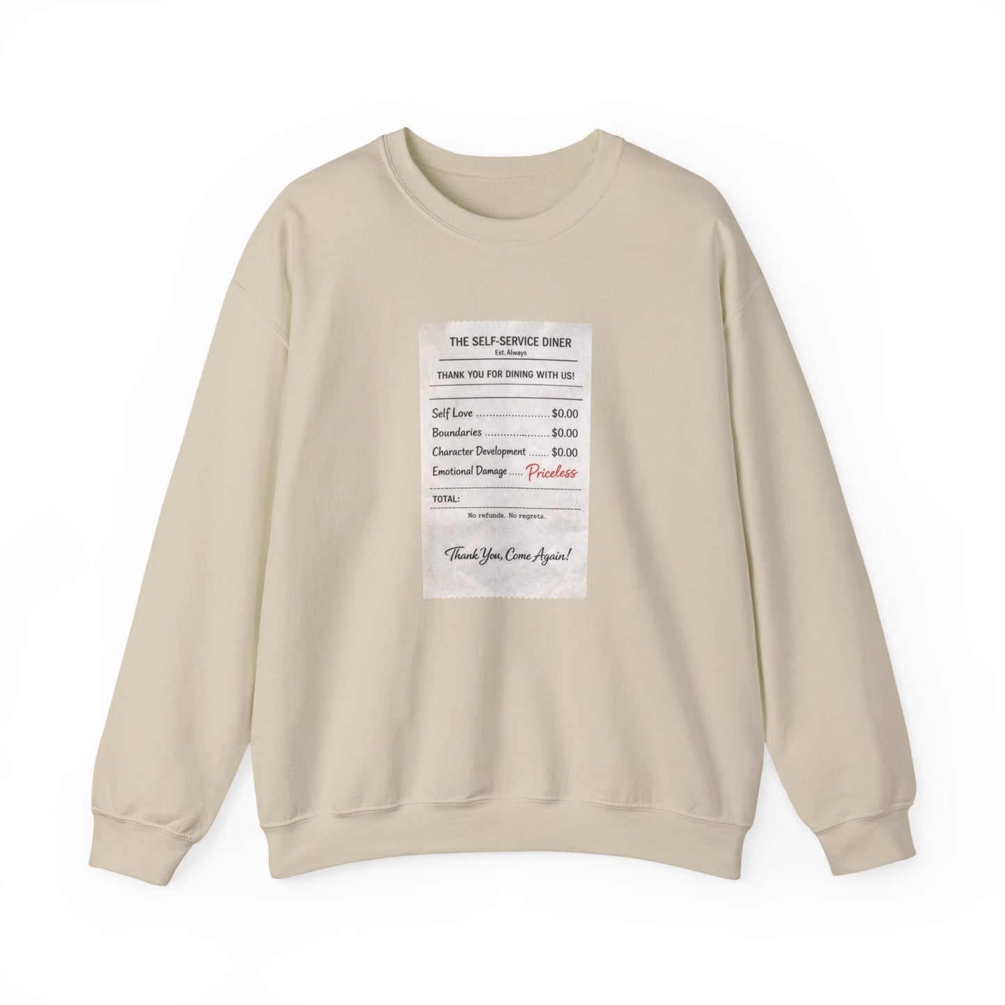 Funny Anti Valentine Sweatshirt | Self Love Receipt Graphic | Emotional Damage Priceless | Sassy Single Valentine Gift | Unisex Crewneck