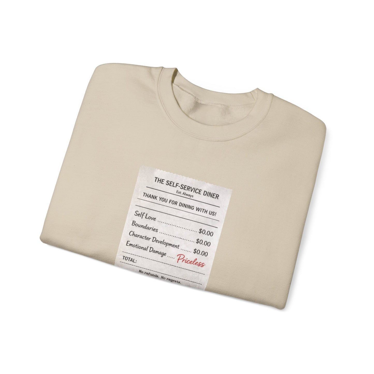 Funny Anti Valentine Sweatshirt | Self Love Receipt Graphic | Emotional Damage Priceless | Sassy Single Valentine Gift | Unisex Crewneck
