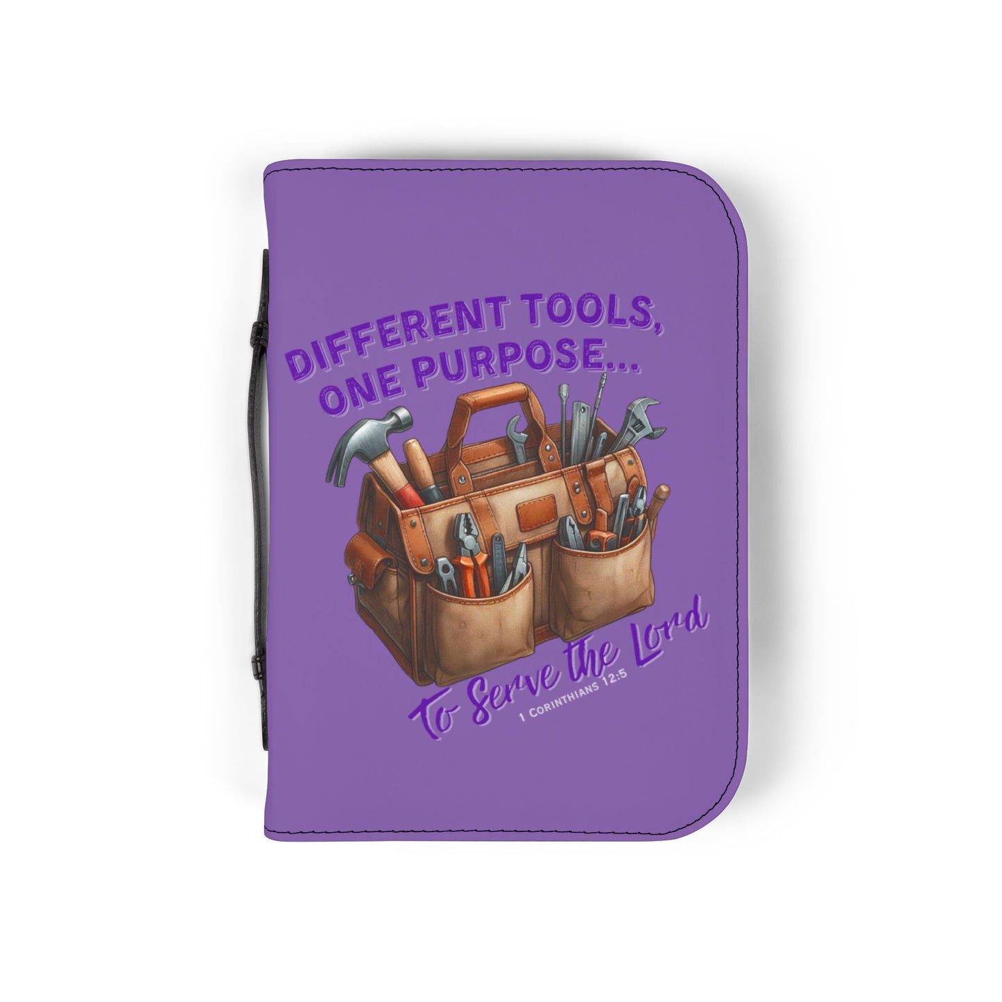 Christian Bible Cover – “Equipped by God” & “Different Tools, One Purpose” Scripture Case (1 Corinthians 12:5)