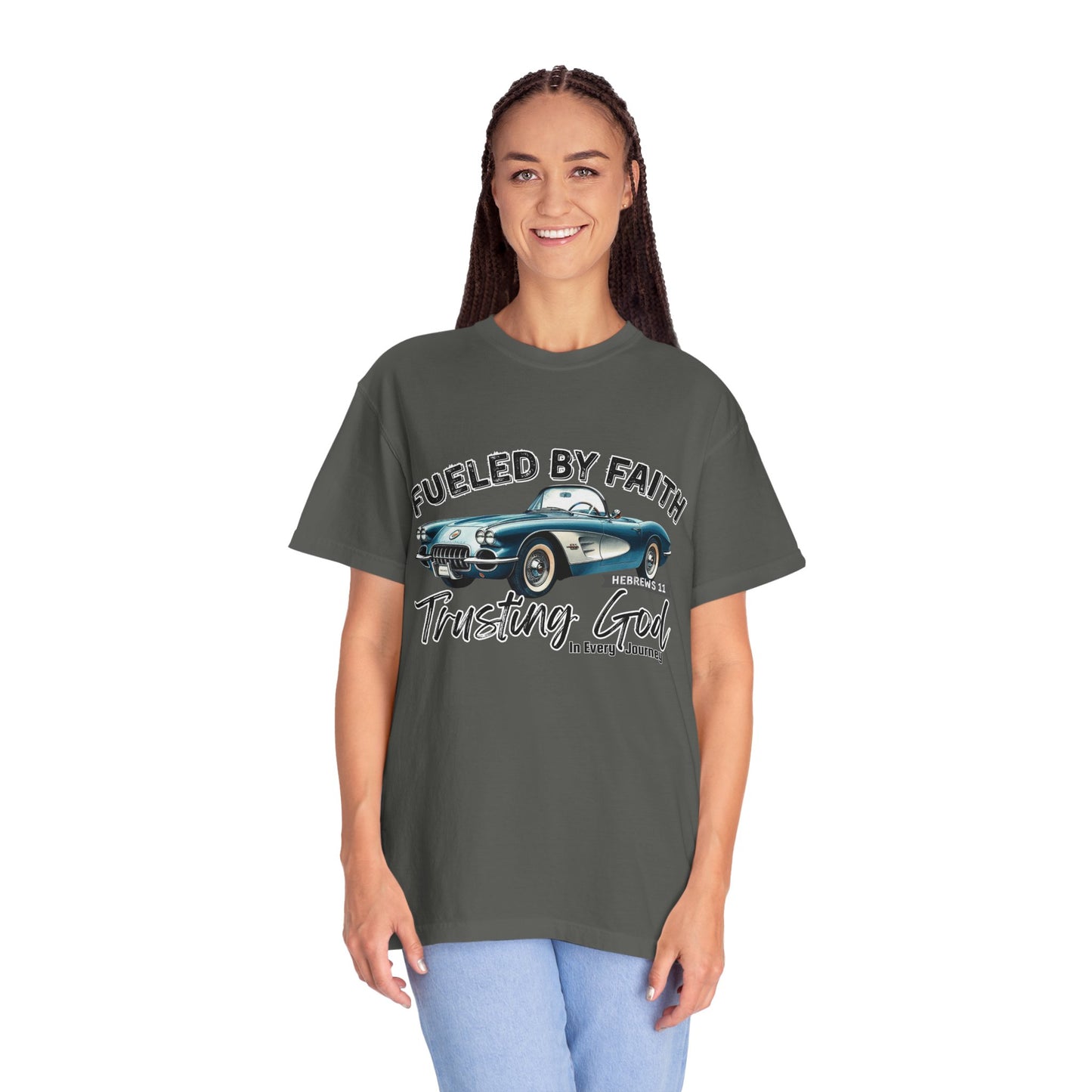 Fueled by Faith Corvette T-Shirt Trusting God | Hebrews 11 | Comfort Colors®