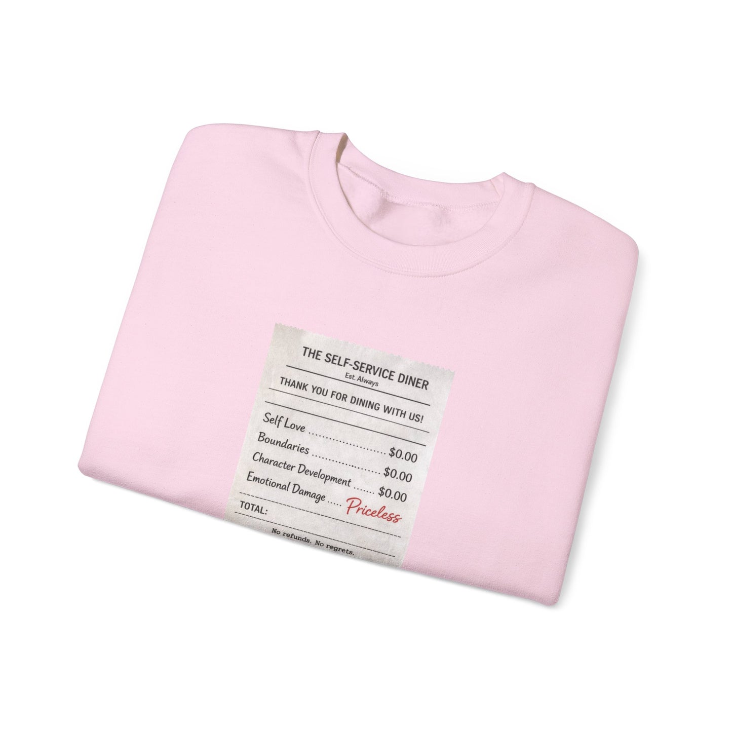 Funny Anti Valentine Sweatshirt | Self Love Receipt Graphic | Emotional Damage Priceless | Sassy Single Valentine Gift | Unisex Crewneck