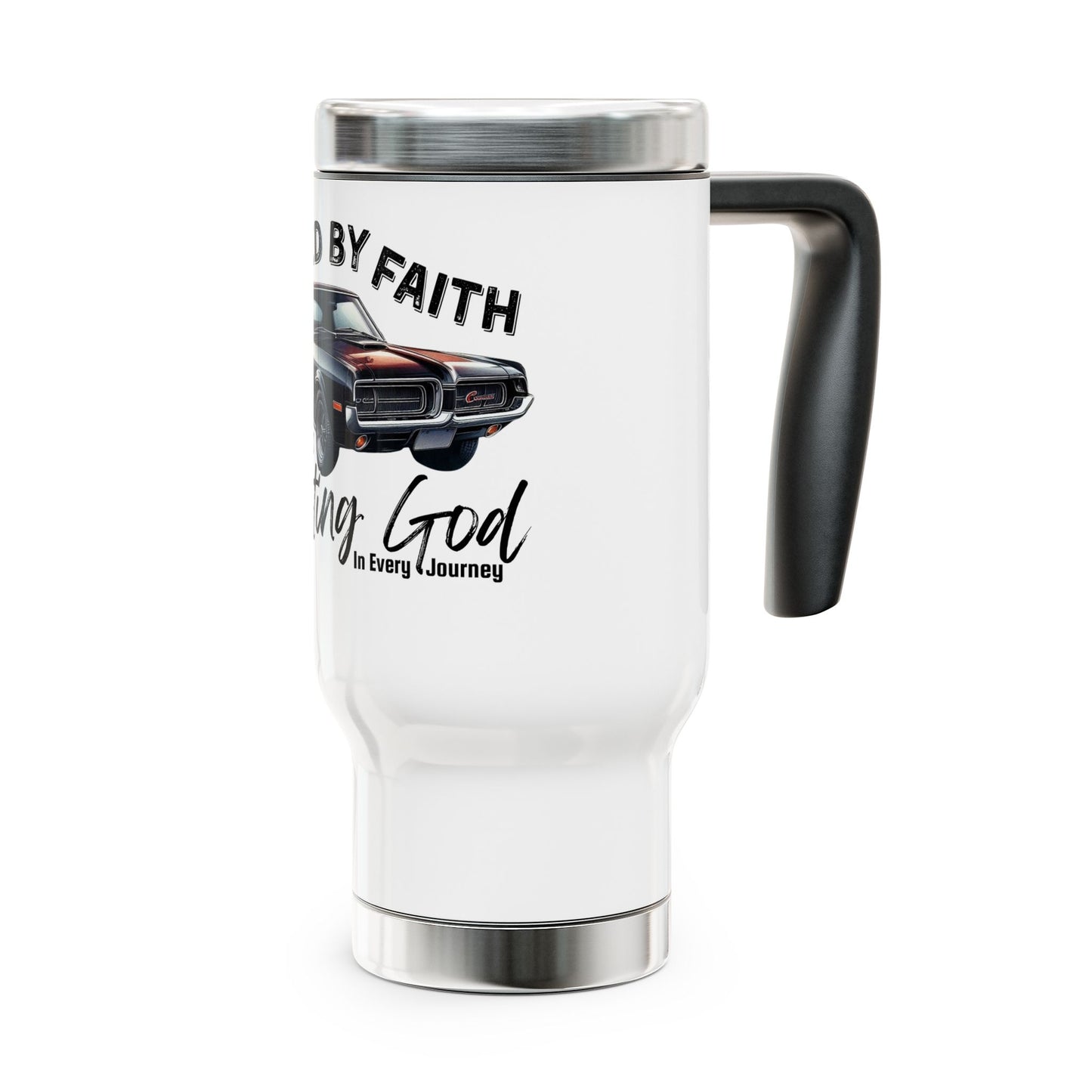 Fueled by Faith Cougar 14 oz Stainless Steel Travel Mug – Hebrews 11 Christian Muscle Car Tumbler