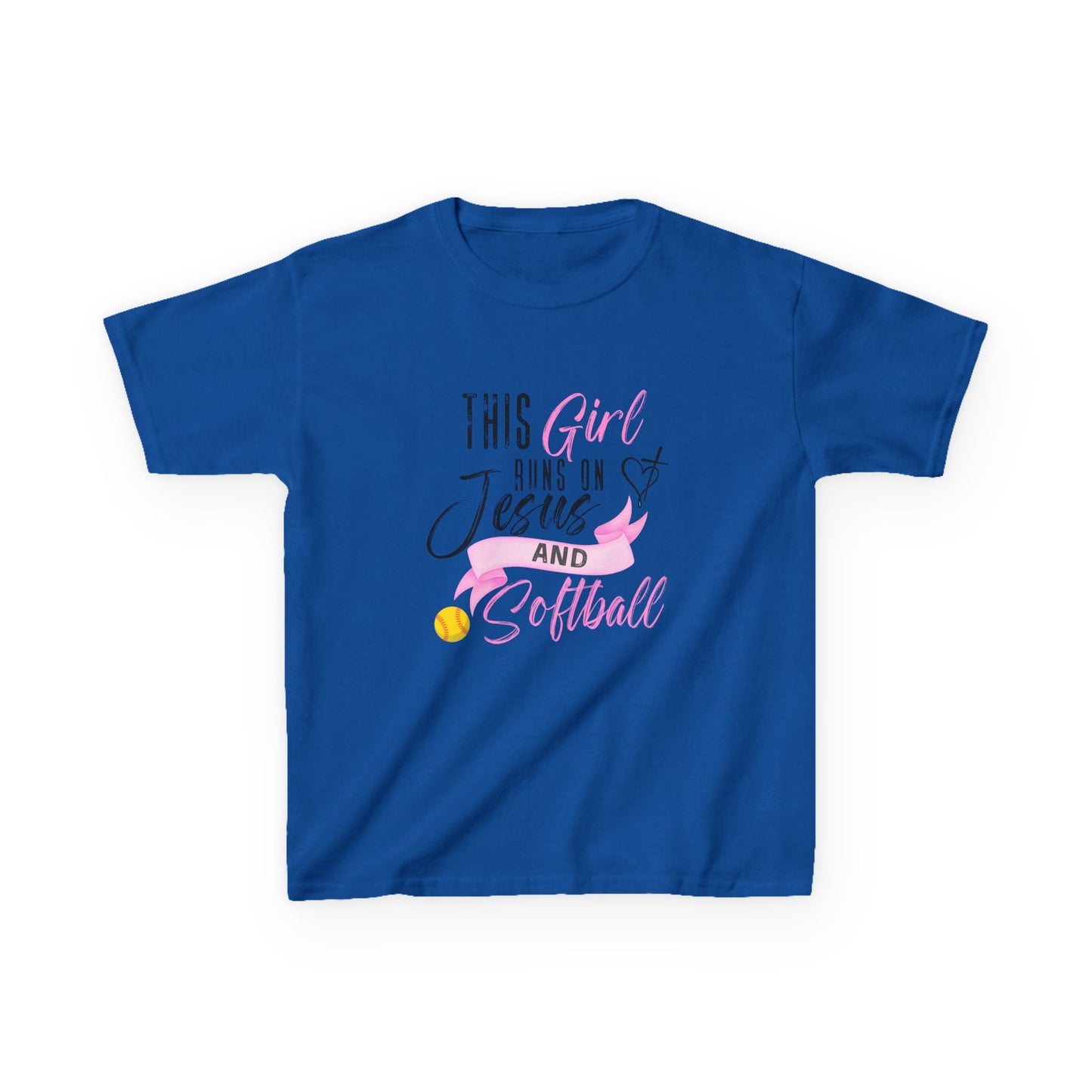 This Girl Runs on Jesus and Softball - Personalized Christian Softball Tee for Girls