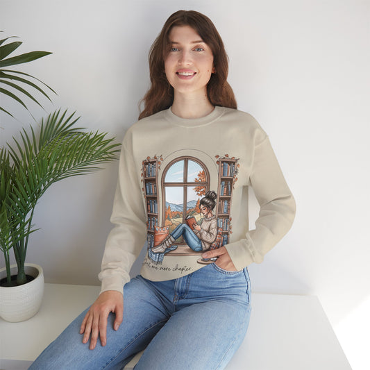 Book Lover Sweatshirt – Just One More Chapter Reading Crewneck | Bookworm Gift, Fall Reader Sweatshirt, Cozy Library Shirt