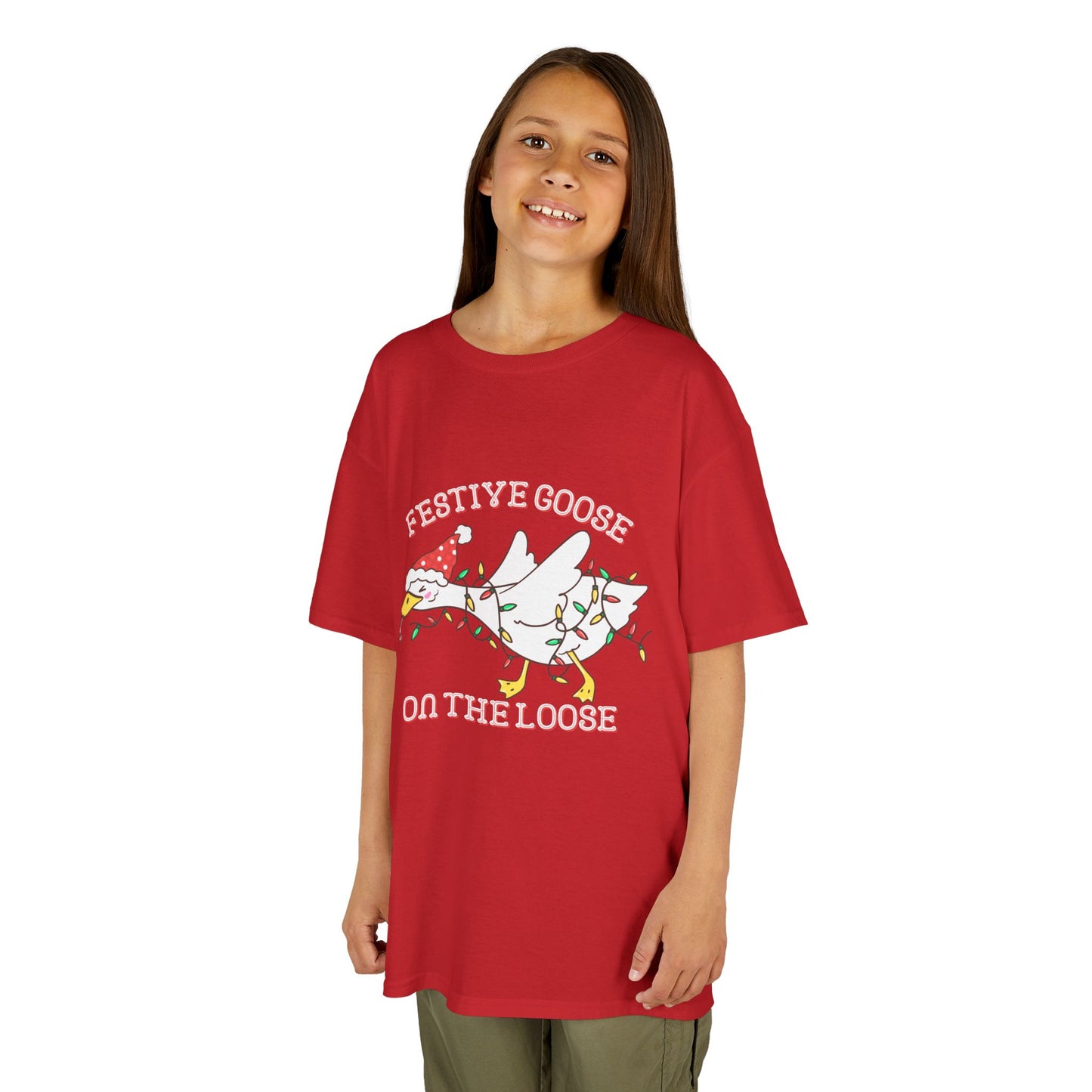 Festive Goose on the Loose Kids Christmas Shirt – Holiday Graphic Tee