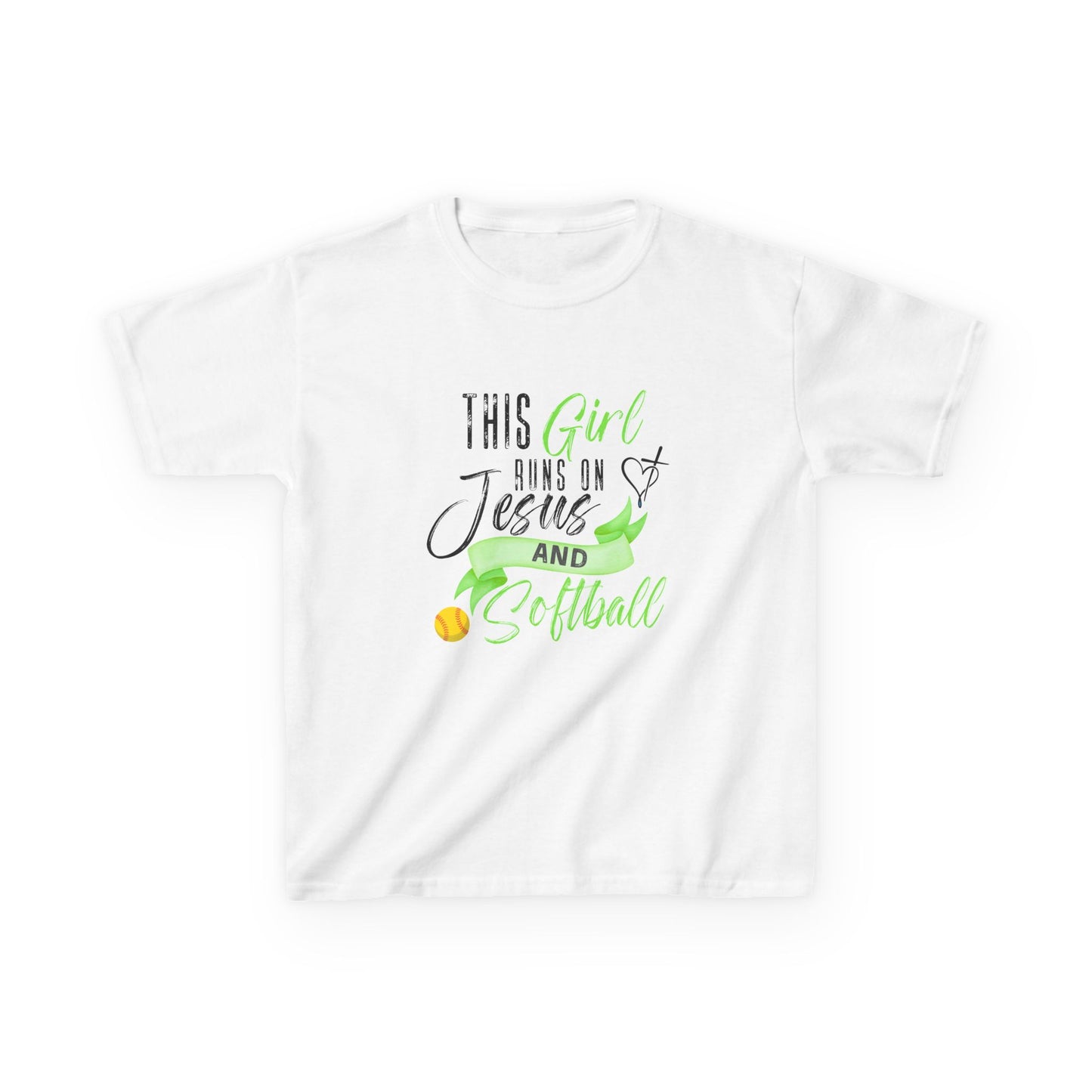 Personalized Girls Softball Shirt – This Girl Runs on Jesus & Softball | Custom Name & Number Youth Christian Tee