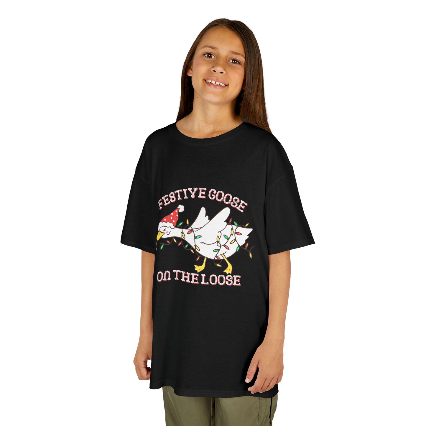 Festive Goose on the Loose Kids Christmas Shirt – Holiday Graphic Tee