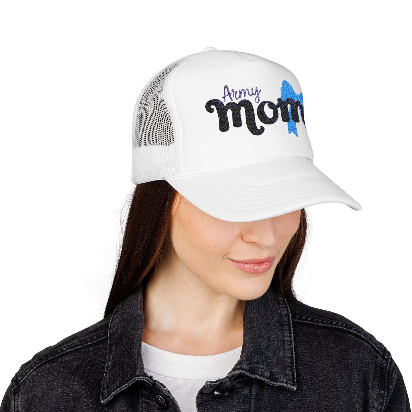 Army Mom Foam Trucker Hat (Embroidered) - Stylish Headwear for Special Occasions, Gift for Mother's Day, Veterans Day, Patriotic [...]