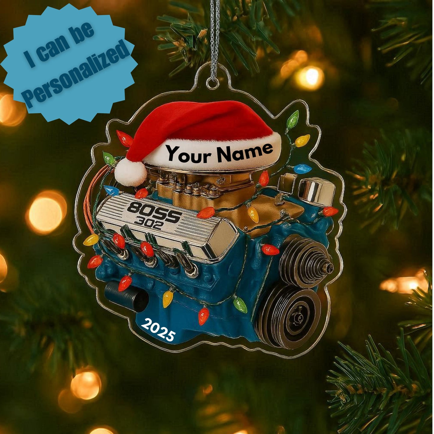 Personalized Ford Boss 302 Engine Christmas Ornament – Custom Acrylic Car Lover Gift 2025