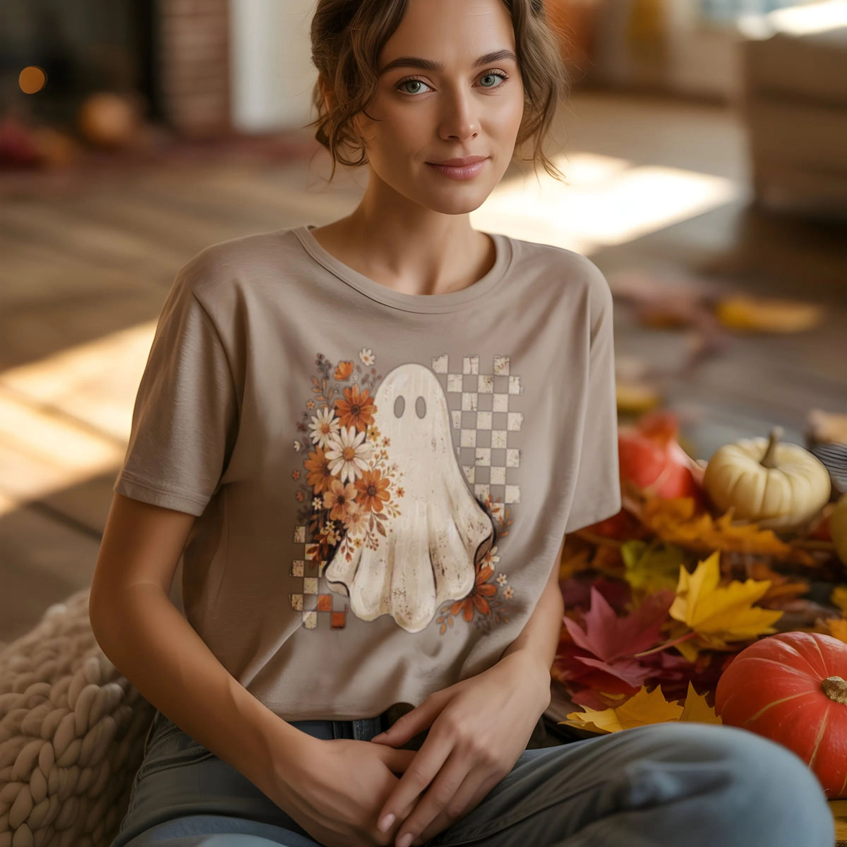 Floral Ghost Halloween T-Shirt | Cozy Vintage Fall Tee