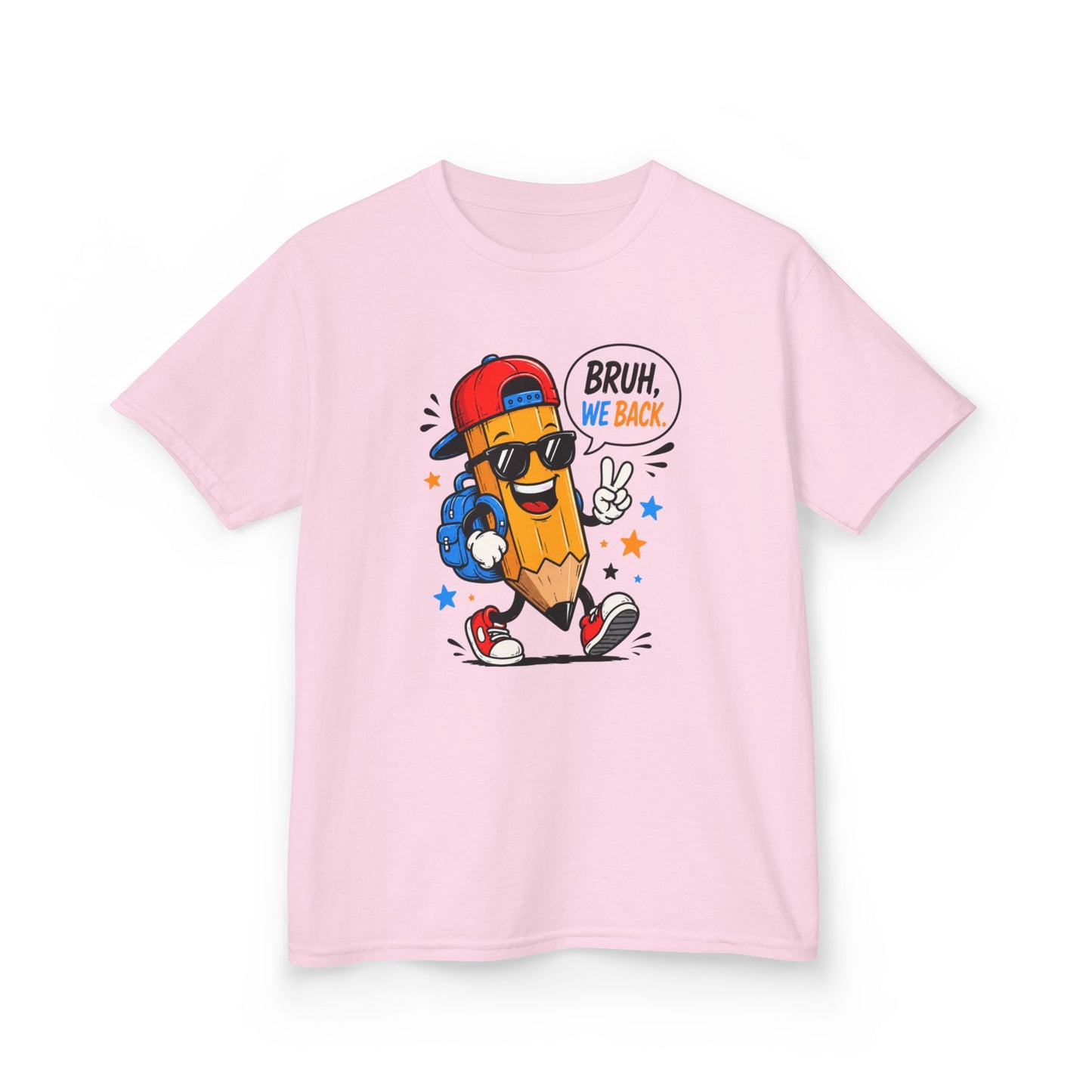 Bruh, We Back! Funny Back to School Pencil Youth T-Shirt | Cute First Day of School Kids Tee
