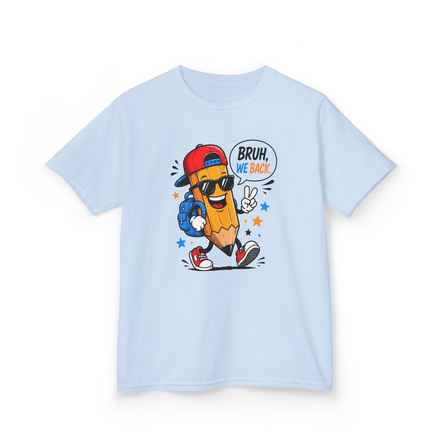 Bruh, We Back! Funny Back to School Pencil Youth T-Shirt | Cute First Day of School Kids Tee
