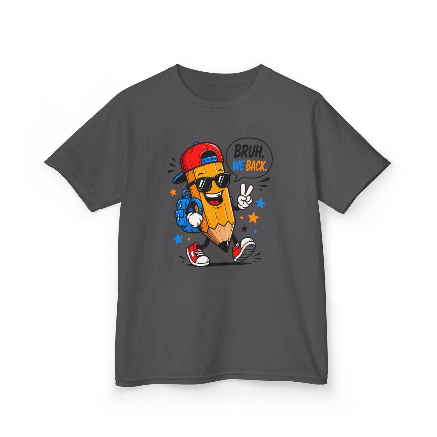 Bruh, We Back! Funny Back to School Pencil Youth T-Shirt | Cute First Day of School Kids Tee