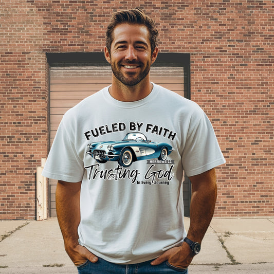 Fueled by Faith Corvette T-Shirt Trusting God | Hebrews 11 | Comfort Colors®