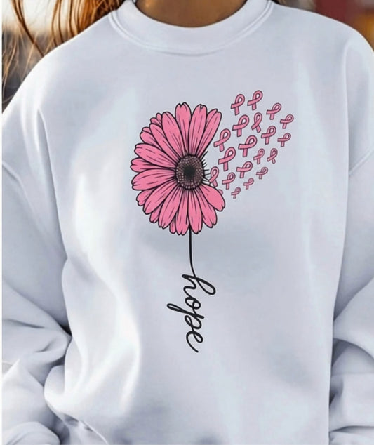 Hope Blooms Pink Ribbon Sweatshirt | Breast Cancer Awareness