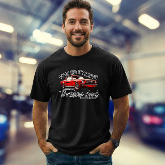 Fueled by Faith Mustang T-Shirt Trusting God | Hebrews 11 | Comfort Colors®