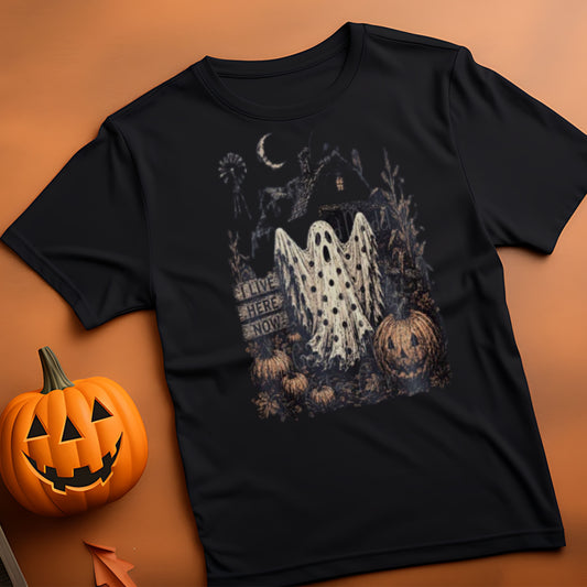 I Live Here Now Ghost Halloween T-Shirt | Haunted House Tee