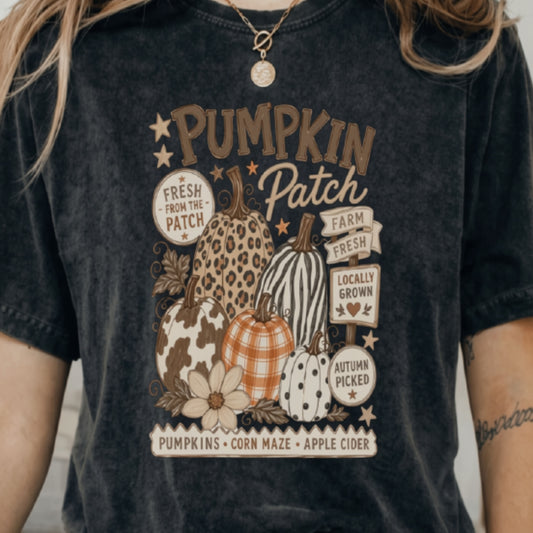 Pumpkin Patch Fall T-Shirt | Rustic Autumn Pumpkin Tee