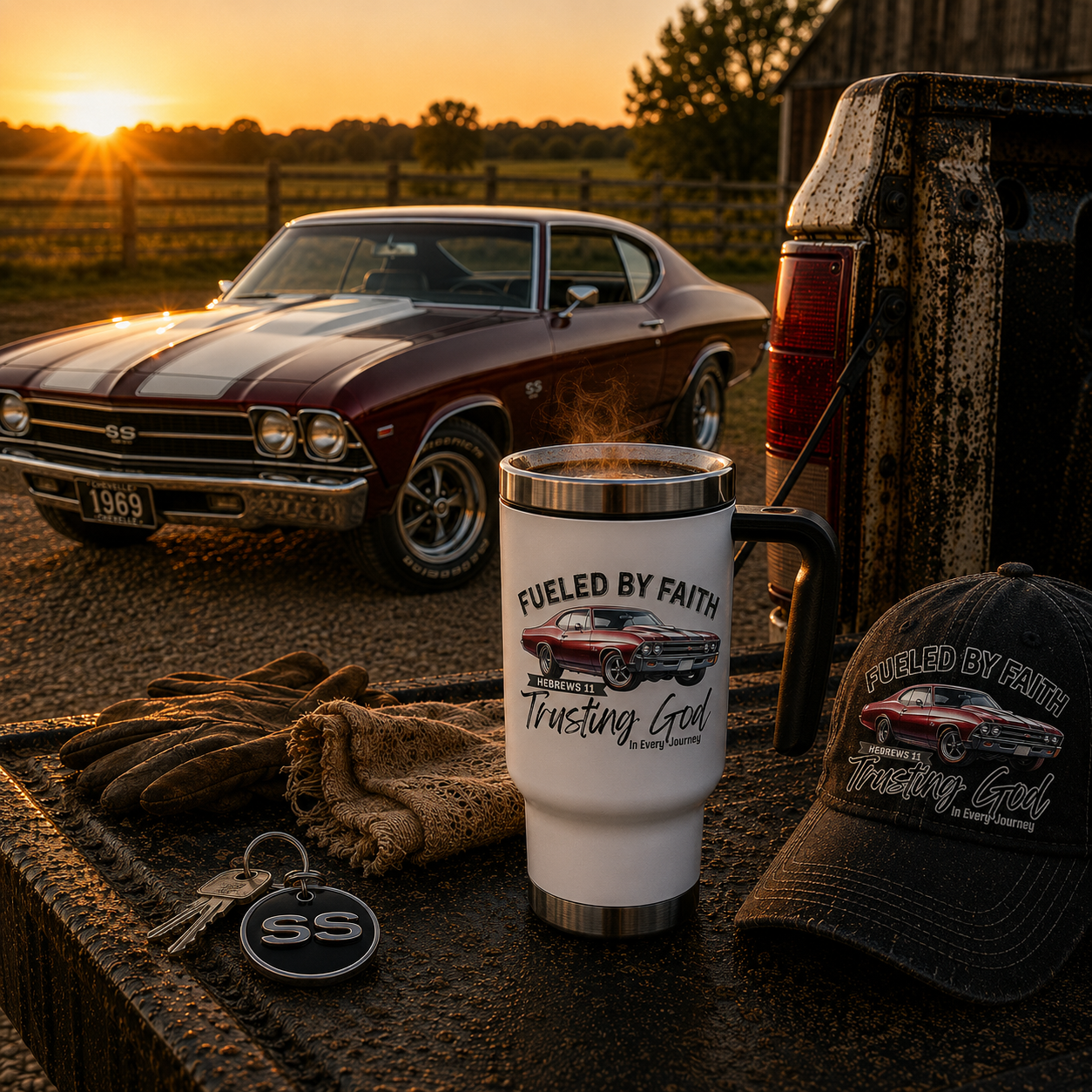 Faith Chevelle 14 oz Stainless Steel Travel Mug Hebrews 11 Christian Car Tumbler | Trusting God